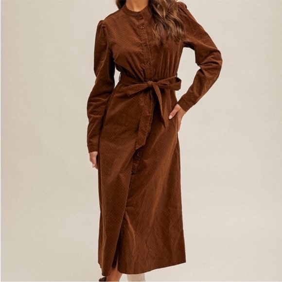 Hem & Thread Dresses & Skirts - NWT Hem & Thread Chocolate Long Sleeve Coat Dress
